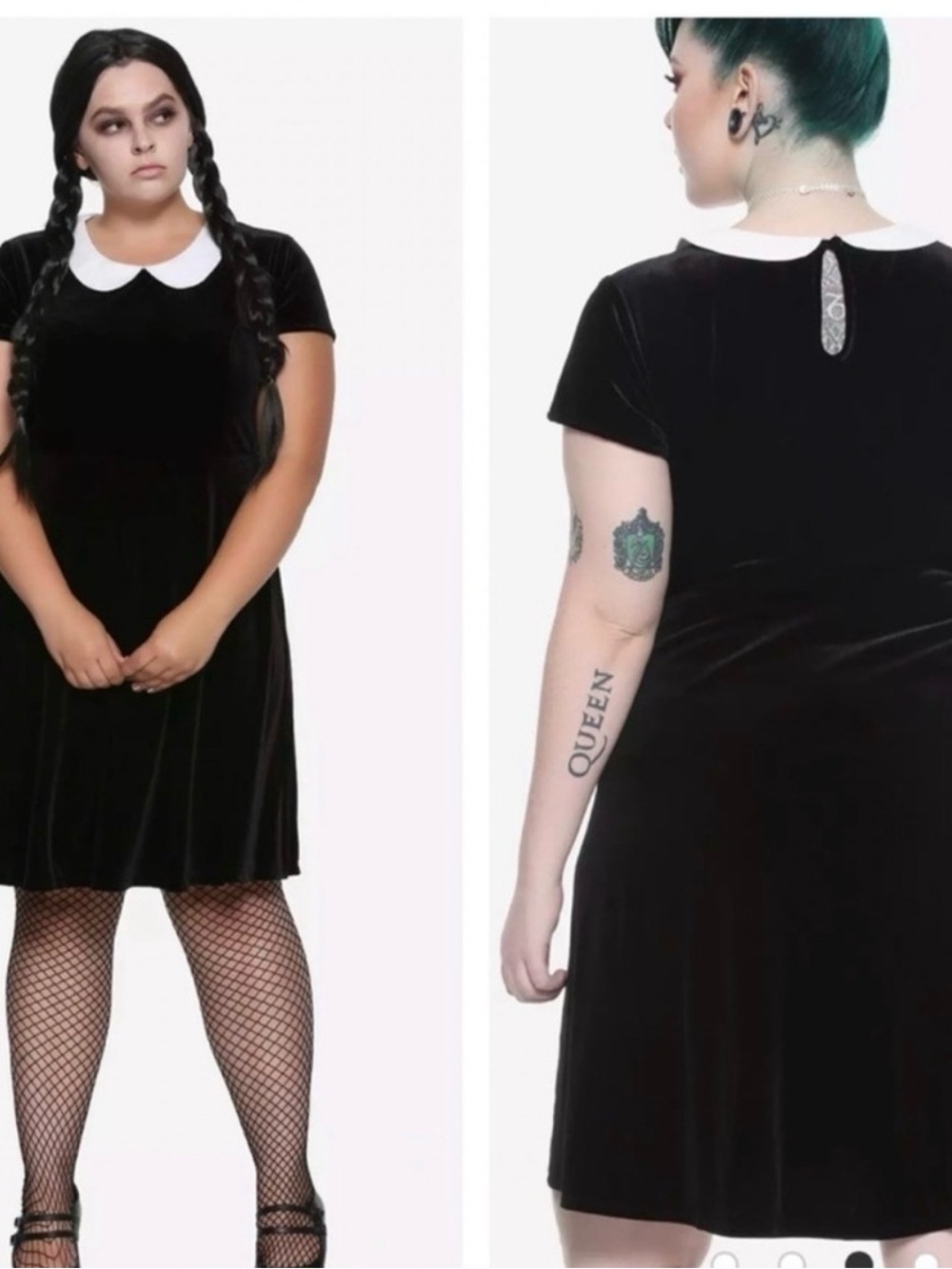 Black Velvet Peter Pan Collar Dress Plus Size
